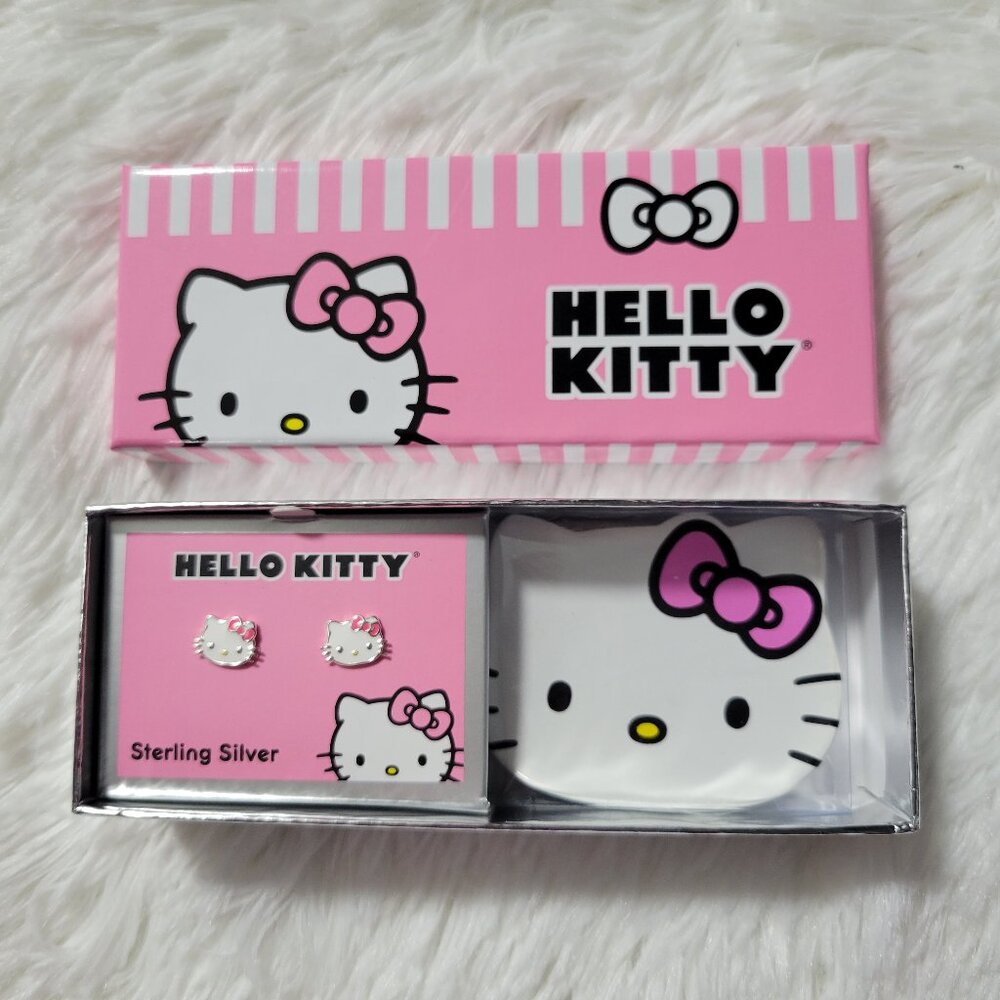 Hello Kitty Stud Earrings & Trinket Dish Set
